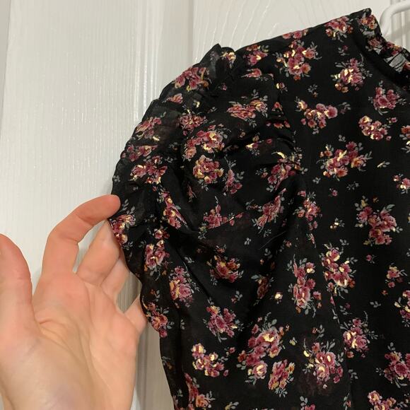 NWT 1.State Romantic Blooms Metallic Floral Blouse Medium - Picture 5 of 9